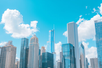 Fototapeta premium Skyscrapers Under Blue Sky and White Clouds