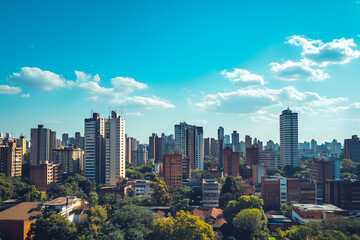Fototapeta premium Skyscrapers Under Blue Sky and White Clouds