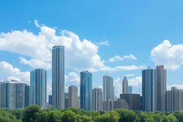 Fototapeta premium Skyscrapers Under Blue Sky and White Clouds