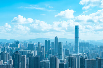 Obraz premium Skyscrapers Under Blue Sky and White Clouds