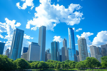 Skyscrapers Under Blue Sky and White Clouds