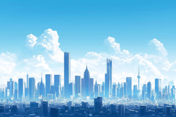 Fototapeta premium Skyscrapers Under Blue Sky and White Clouds