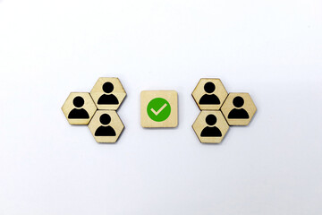 Group of workers and shield. Medical insurance, labor safety and health protection
