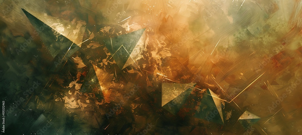 Aufkleber dynamic abstract background featuring a harmonious blend of geometric shapes in lush green and earth