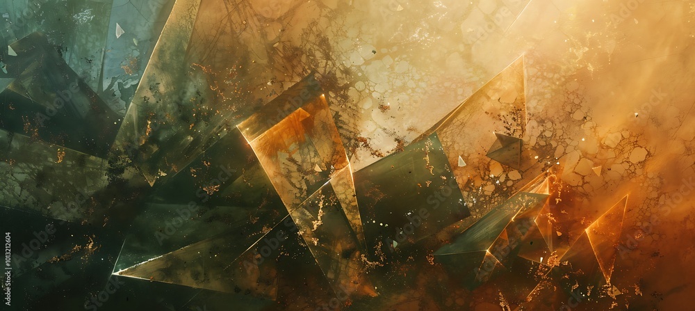 Aufkleber dynamic abstract background featuring a harmonious blend of geometric shapes in lush green and earth