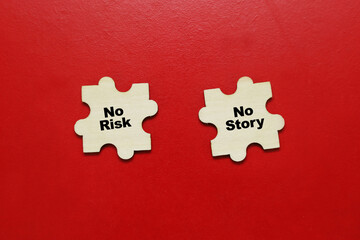 NORISK word concept written on wooden puzzle on red background