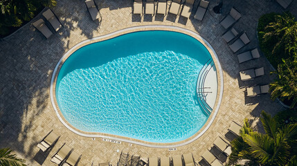 Bird eye view of empty swimming pool