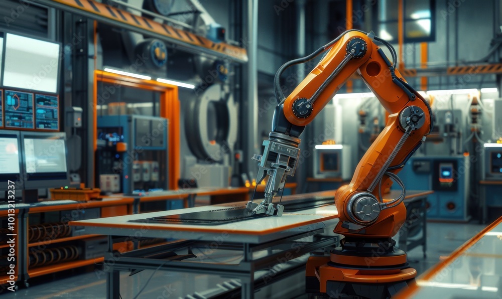 Poster automated robotics workshop, 4k hyperrealistic photo