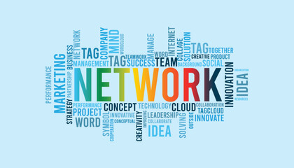 Obraz premium Network cloud word template. Business concept vector background defarance keyword colurful design.