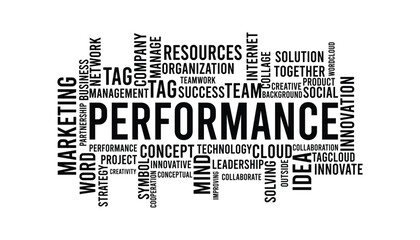 Performance word cloud template. Business concept vector background defarance keyword collurful design.