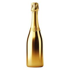 Golden Champagne Bottle Isolated on a Transparent Background