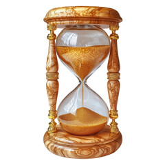 Elegant Golden Hourglass Isolated on a Transparent Background