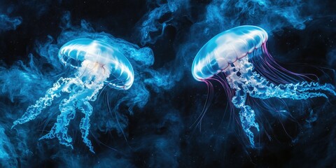 Jellyfish pair in ocean