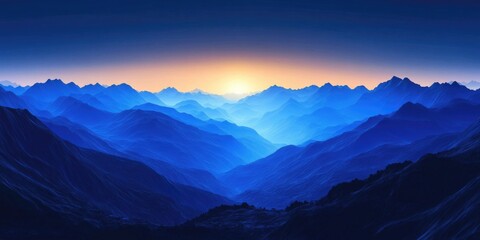 Obraz premium Mountain Range Sunset View