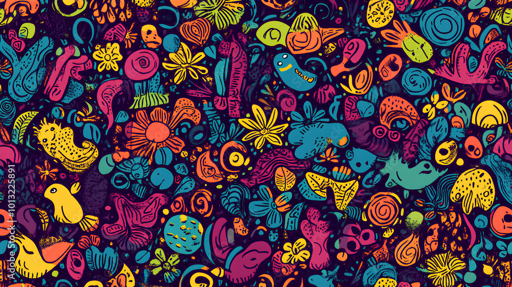 Poster seamless pattern with abstract doodle pattern