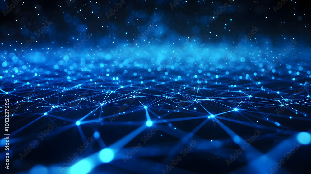 Poster digital blue network connection. abstract pattern with dots and lines. futuristic modern background.