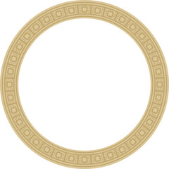 Vector golden round Egyptian ornament. Circle, frame, ring of ancient Egypt.Pattern of lotus flowers and sun