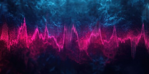 Pink Blue Sound Wave Black Background