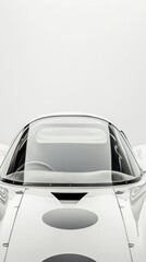 close up of the windscreen on race car, photographed in white studio space