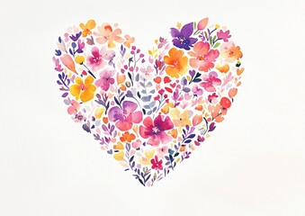 heart made of colorful flowers