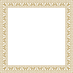 Vector golden arabic national square ornament.  Ethnic rectangle, frame of eastern peoples. Persian painting