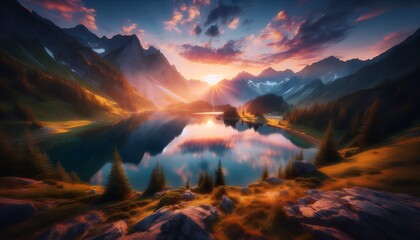 sunset over the mountains