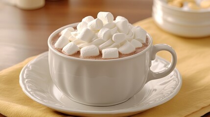 Cozy Hot Chocolate with Marshmallows in a White Cup