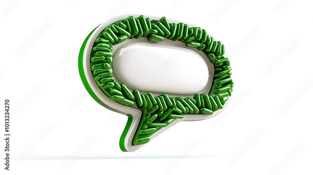 Poster simple speech bubble icon in vibrant green, ideal for conveying thoughts or comments in digital comm