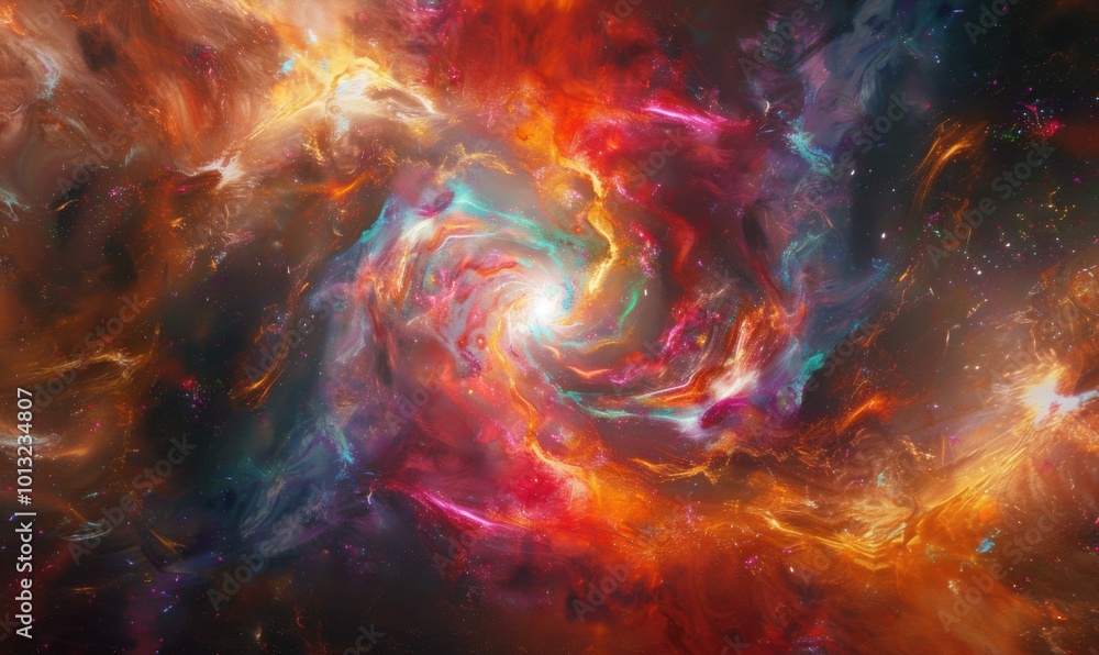 Poster nebular carnival where ethereal beings and cosmic entities gather, swirling colors and energy patter