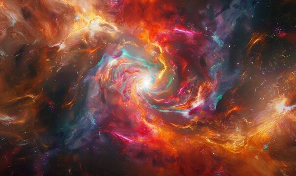 Nebular carnival where ethereal beings and cosmic entities gather, swirling colors and energy patterns merging in a symphony of light and motion across 