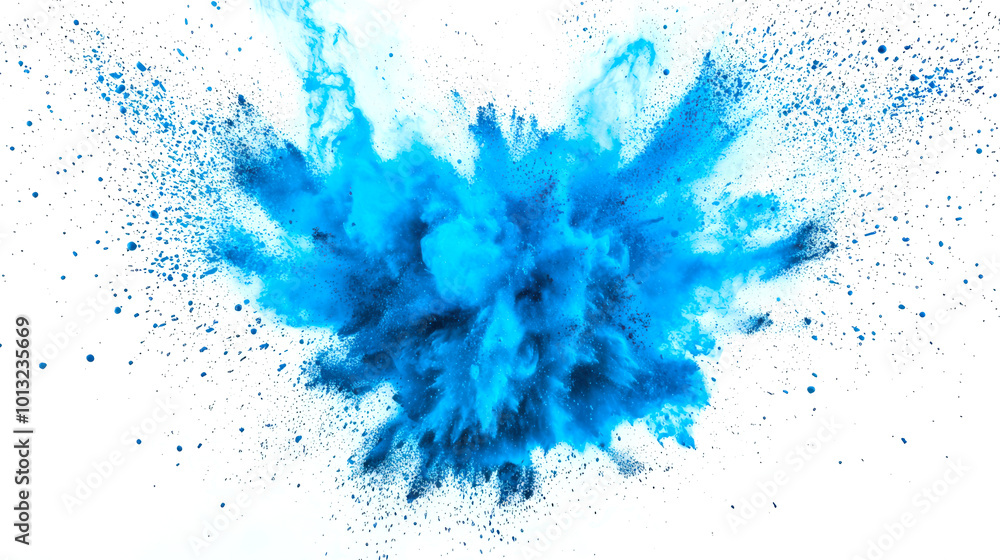 Wall mural a blue cloud of smoke. blue pollen explodes in the air and spreads throughout the background. the bl