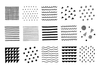 ラフに描いた手描きのいろんな模様セット3