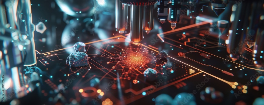 Poster quantum computing applications in healthcare data analysis, 4k hyperrealistic photo