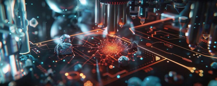 Quantum computing applications in healthcare data analysis, 4K hyperrealistic photo