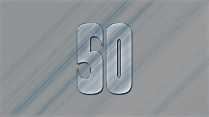 3D Glass effect number design of 50, glassy background.