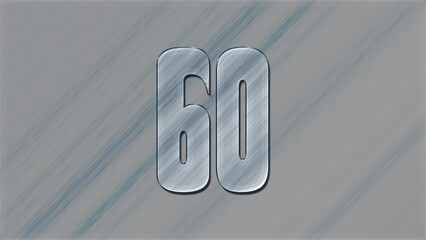 3D Glass effect number design of 60, glassy background.