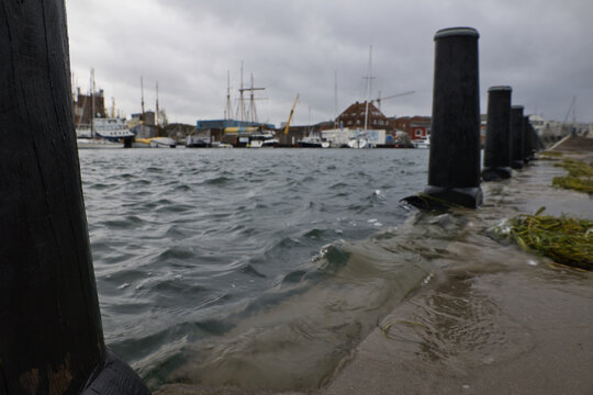 Flooded Svendborg Harbour by high sea level
