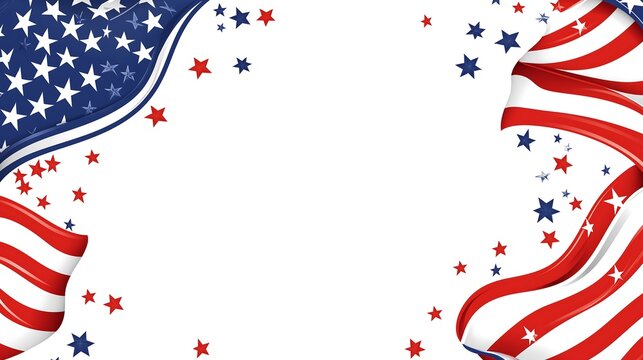 American flag banner vector illustration with copy space.