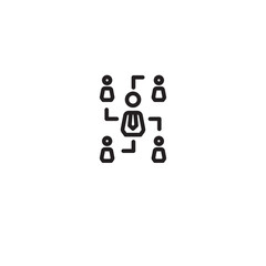 Networking icon. Person connected to others, network symbol. Professional networking, business connections. Network icon, connections.