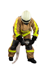 Feuerwehrmann mit Schlauch