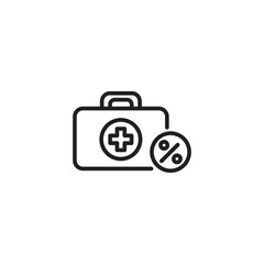 Tax medical kit icon. Medical kit percent icon. First aid kit vector icon. medicine icon color color outline style. Editable stroke.