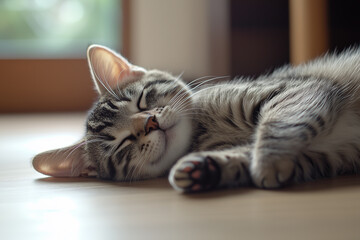 Sleeping Cat Close-Up Background