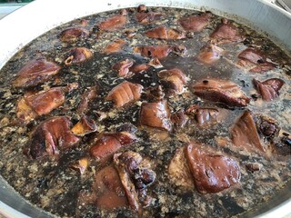 Boiling stewed pork leg delicious Thai street food