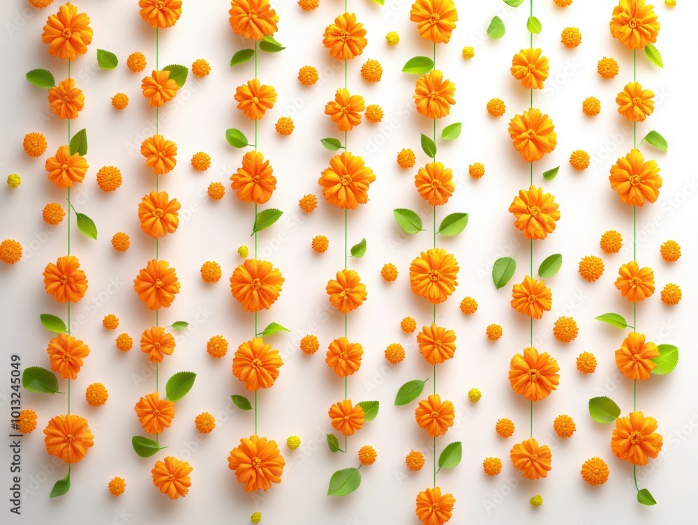 Poster Orange Flowers Pattern Background.