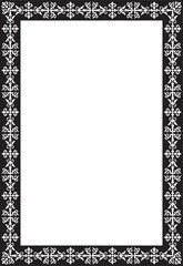 Vector black monochrome square Kazakh national ornament. Ethnic pattern of the peoples of the Great Steppe
