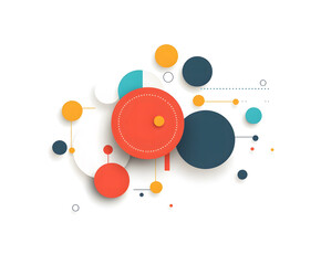 Obraz premium 3D simple flat vector illustration design on a white and grey background design with colorful circles and a circular chart design, a minimalistic and simple design