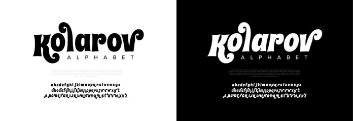 Kolarov creative modern geometric urban alphabet font. Digital abstract futuristic, game, techno, robot, music, logo, sport, minimal technology typography. Simple numeric vector illustration