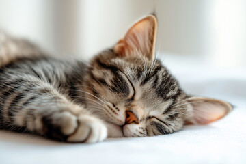 Fototapeta premium Sleeping Cat Close-Up Background