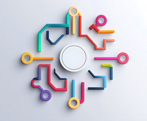 Obraz premium 3D simple flat vector illustration design on a white and grey background design with colorful circles and a circular chart design, a minimalistic and simple design