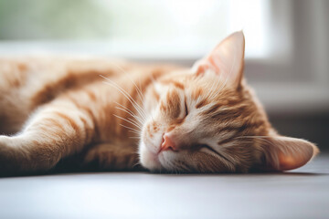 Sleeping Cat Close-Up Background